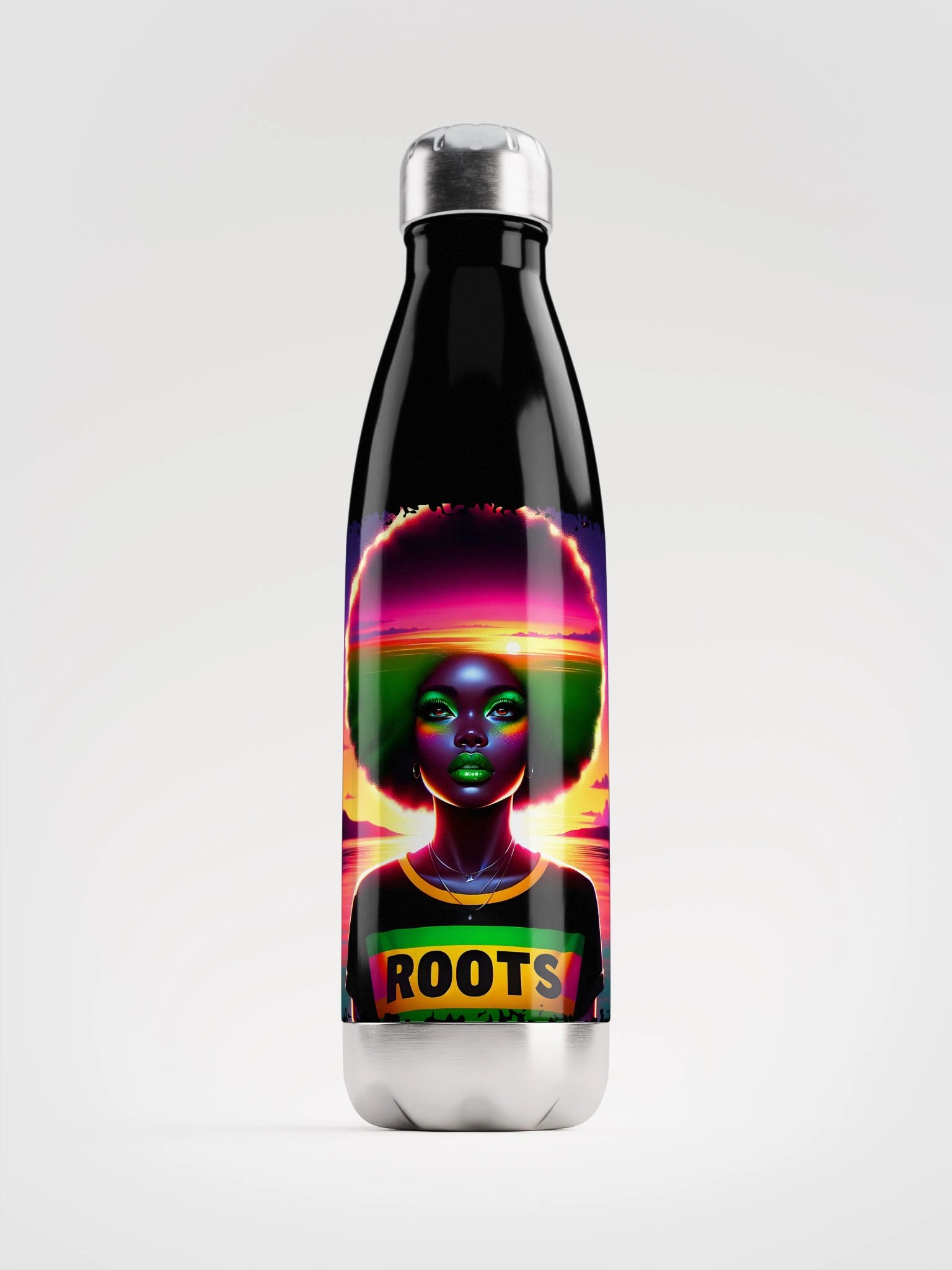 Neon Afro ROOTS Stainless Steel Water Bottle product image (2)