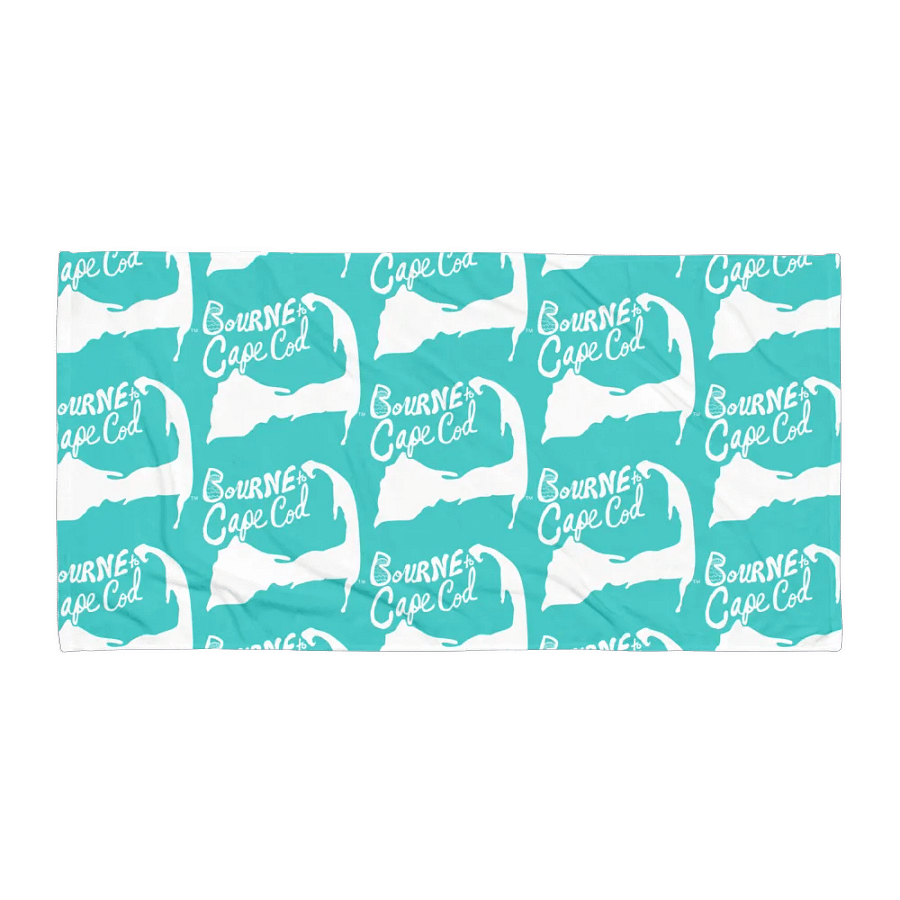 BOURNE to Cape Cod™ | Coastal Classic Beach Towel | All-Over Logo Print | Vibrant Colors for Salty Souls | White Logo on Dark Turquoise product image (1)