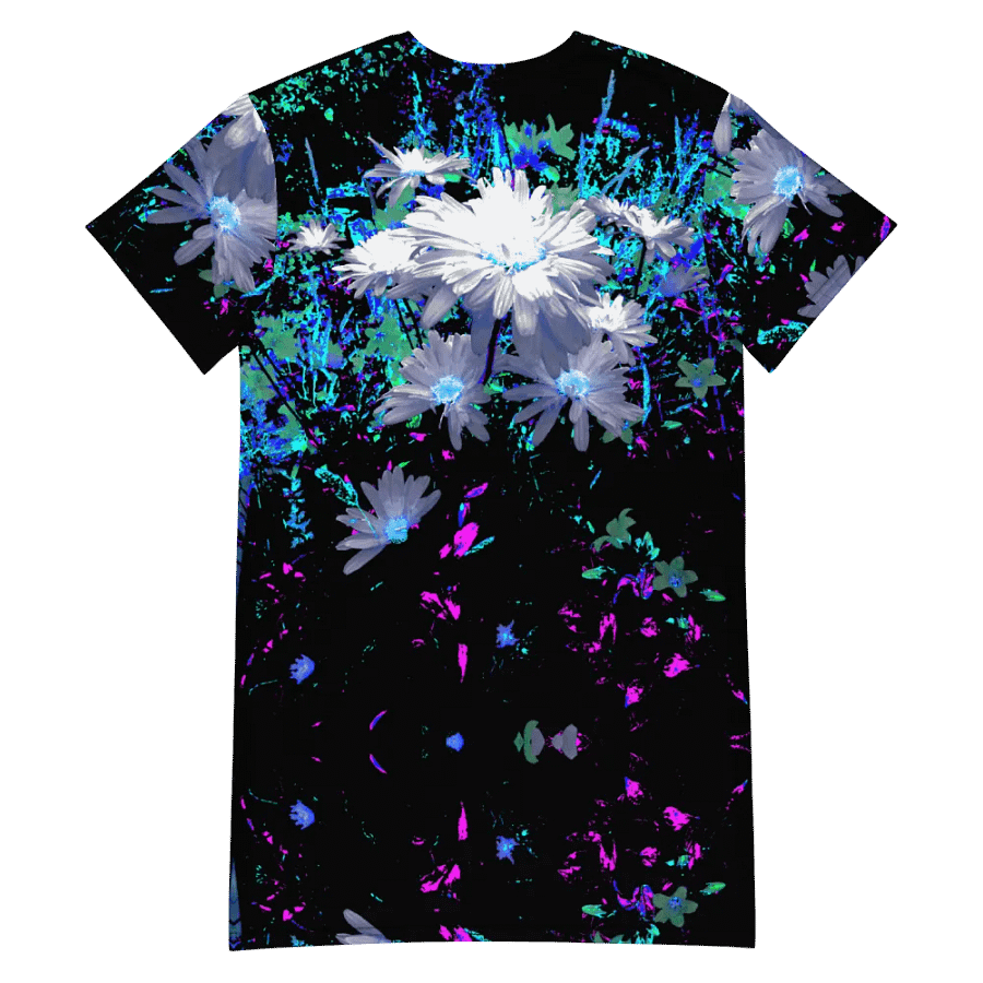 Abstract Neon Daisy Flowers Ladies T Shirt Dress product image (7)