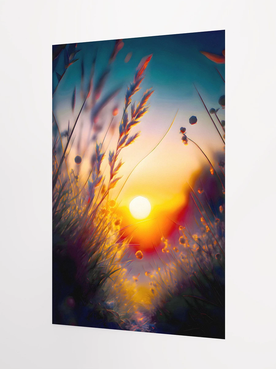 Silhouetted Grass Against a Softly Glowing Sun at Sunrise or Sunset Matte Poster product image (5)