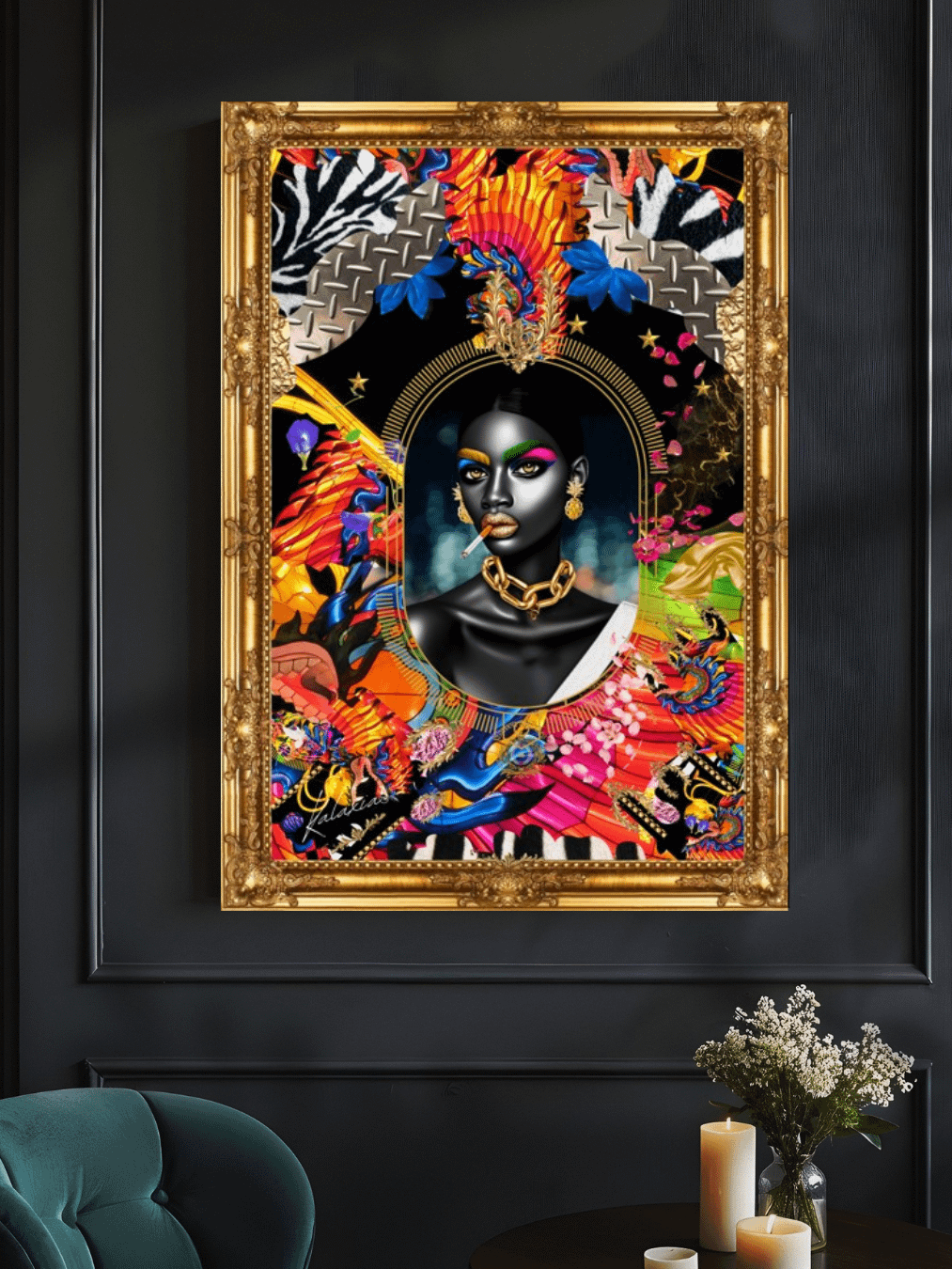 Kalaxia _ Maximalist Bohemian Poster_ Marie Noir I _ Carbon & Stars_Urban Wall Art_ product image (3)