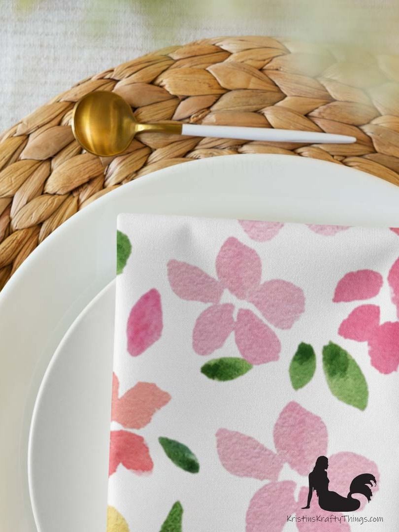 Spring Flowers on White Cloth Napkin Set of 4 product image (8)