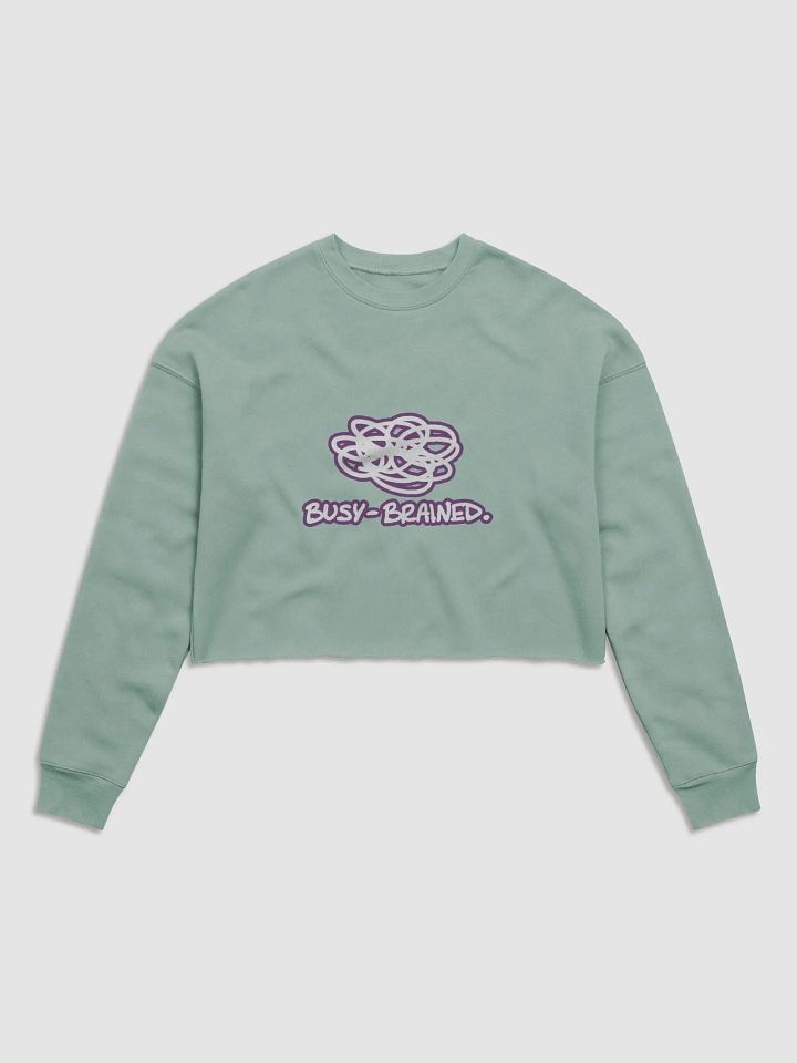 BUSY-BRAINED (lined design, #763D7D) Women's Fleece Crop Sweatshirt product image (26)