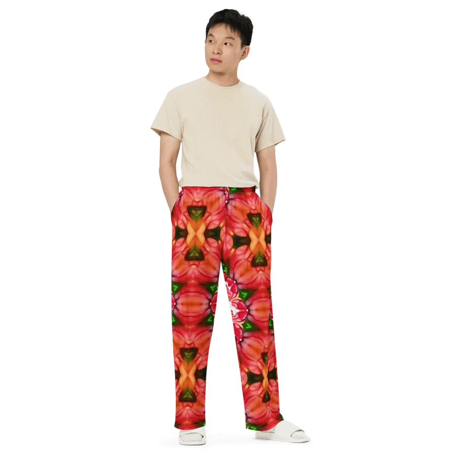 Peachy Flower Kaleidoscope Wideleg Pants product image (6)