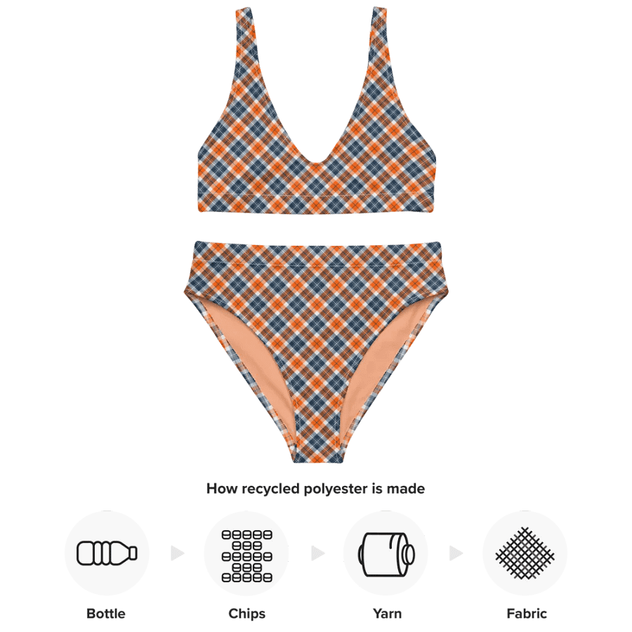 Orange and Blue Sporty Plaid Bikini product image (10)