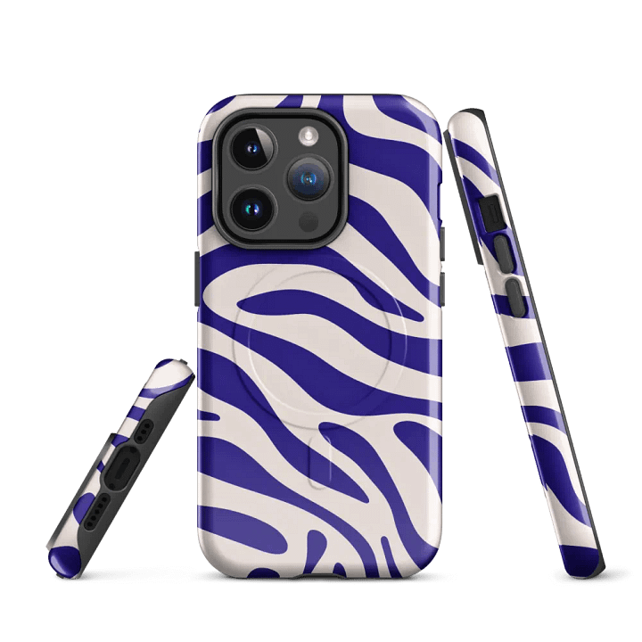 Wavy Lines (Blue and White) MagSafe® Tough Case for iPhone® product image (3)