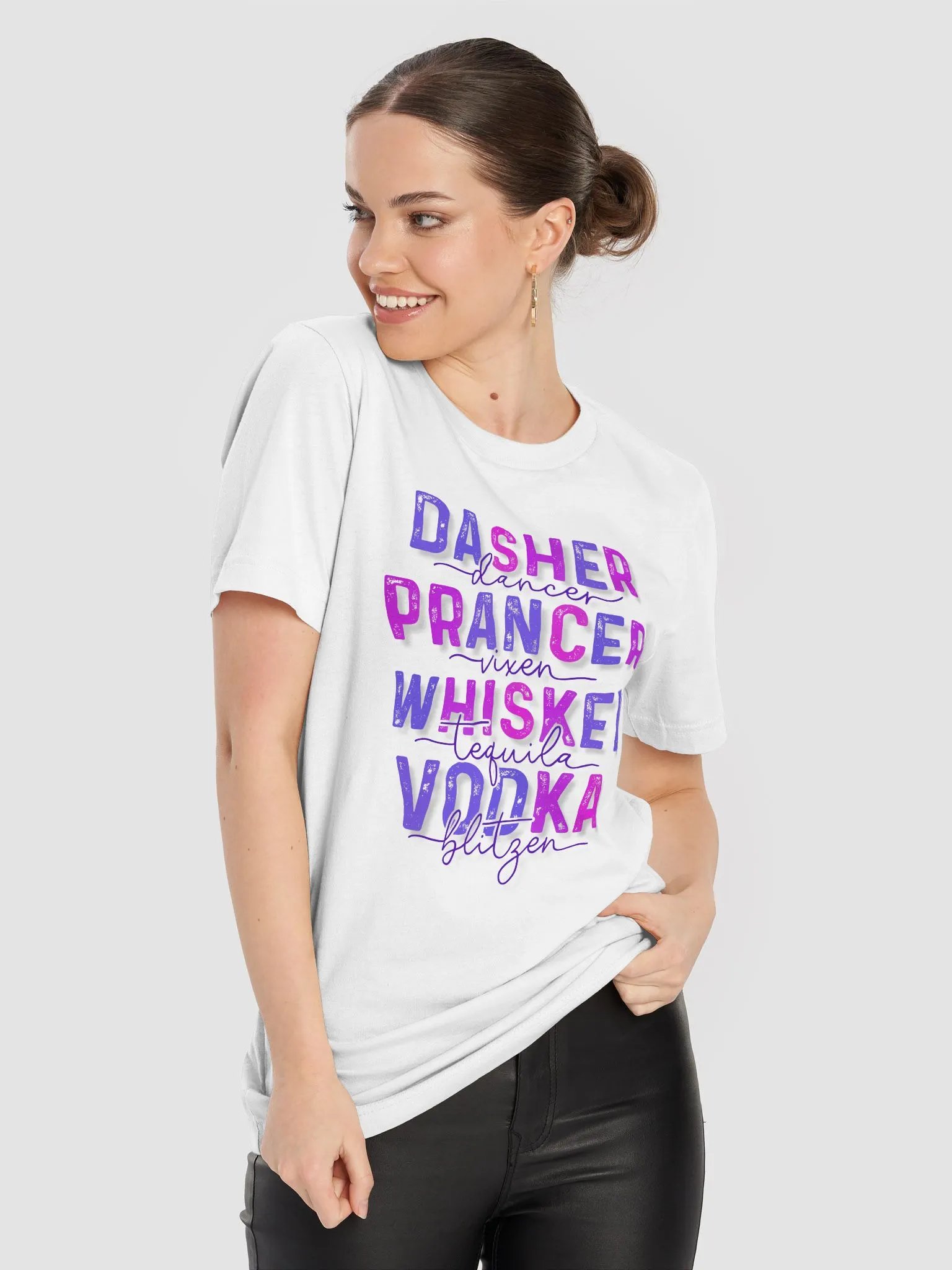 Dasher & Dancer Whimsical Holiday Spirits T-Shirt - Purple product image (8)