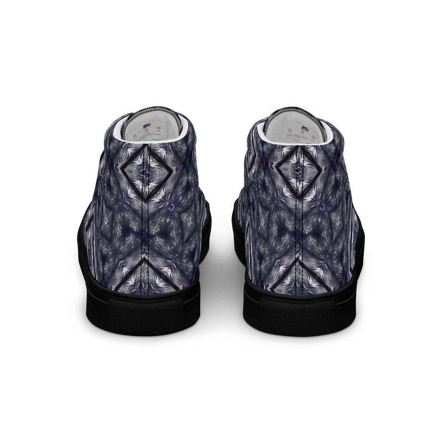 Abstract Dark Monochrome Diamond Men's Black Toe Canvas Shoe High Tops product image (2)