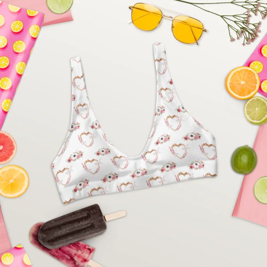 Watercolour Floral Pattern Padded Bikini Top - V4 product image (6)