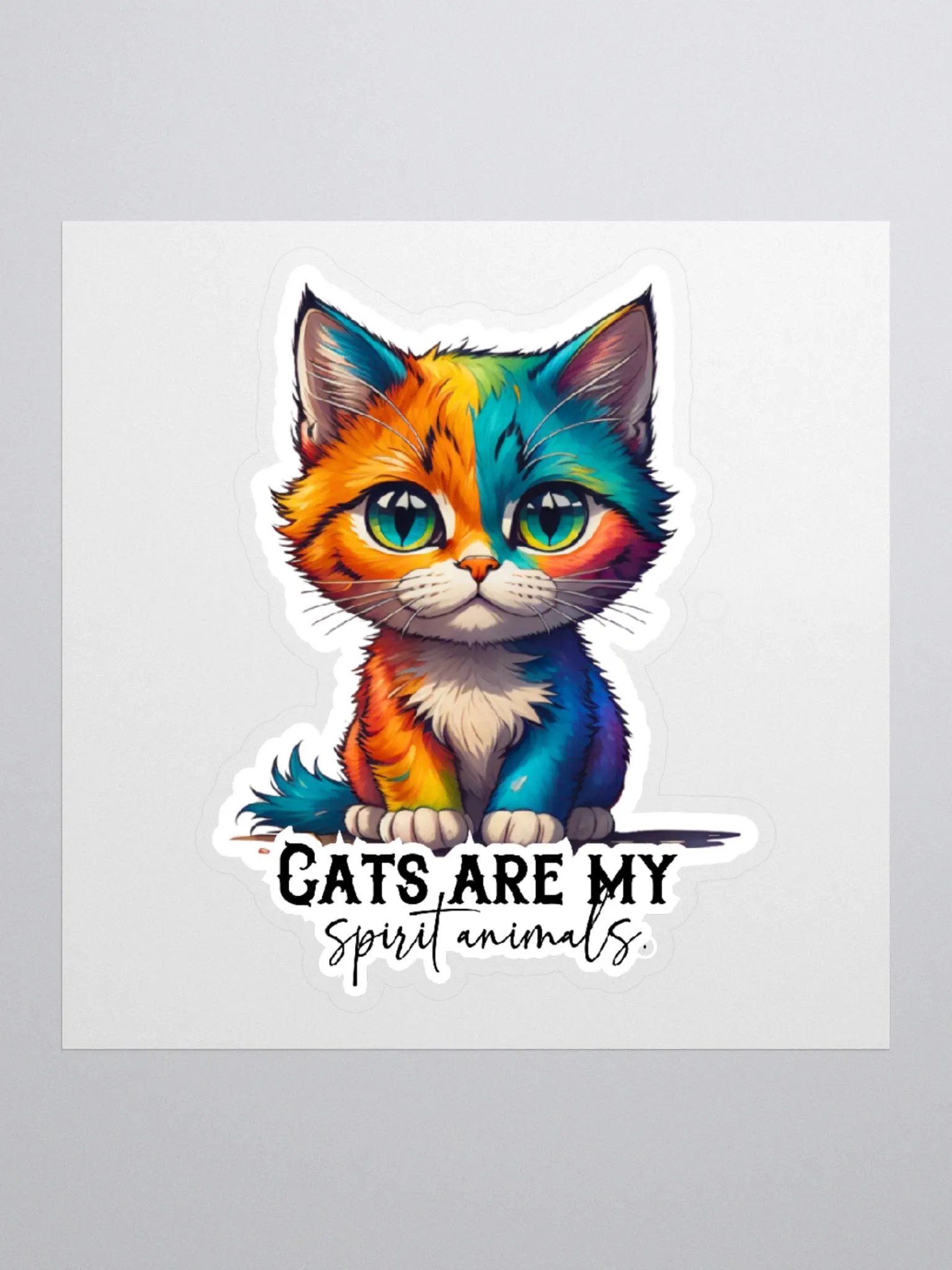 Kawaii Cat Sticker-Colorful Cat Sticker-Cat Lover Sticker-Rainbow Cat Sticker product image (2)
