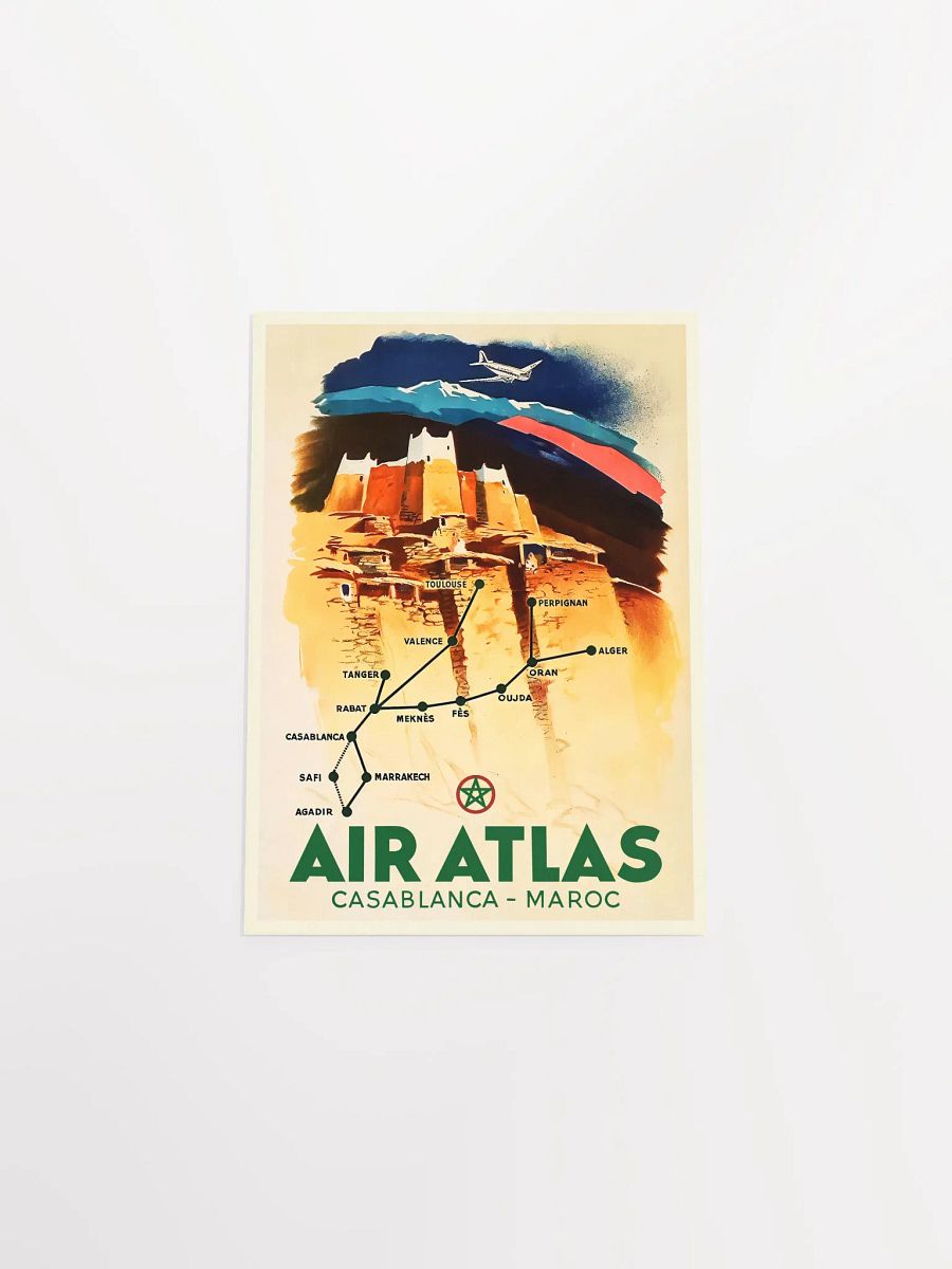 Morocco, Air Atlas, 1950s — retro travel poster, vintage travel print product image (10)