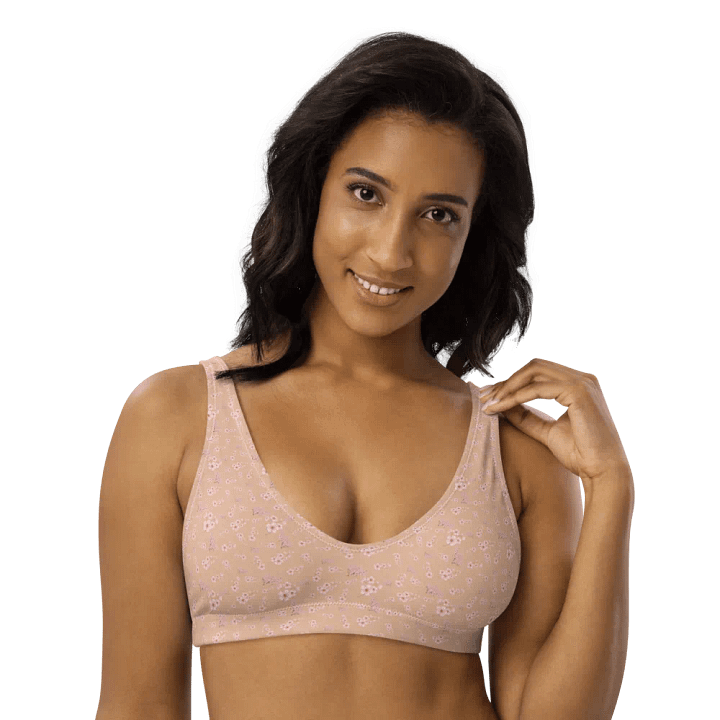 Cherry Blossoms on Cream Eco-Green Padded Bikini Top product image (2)