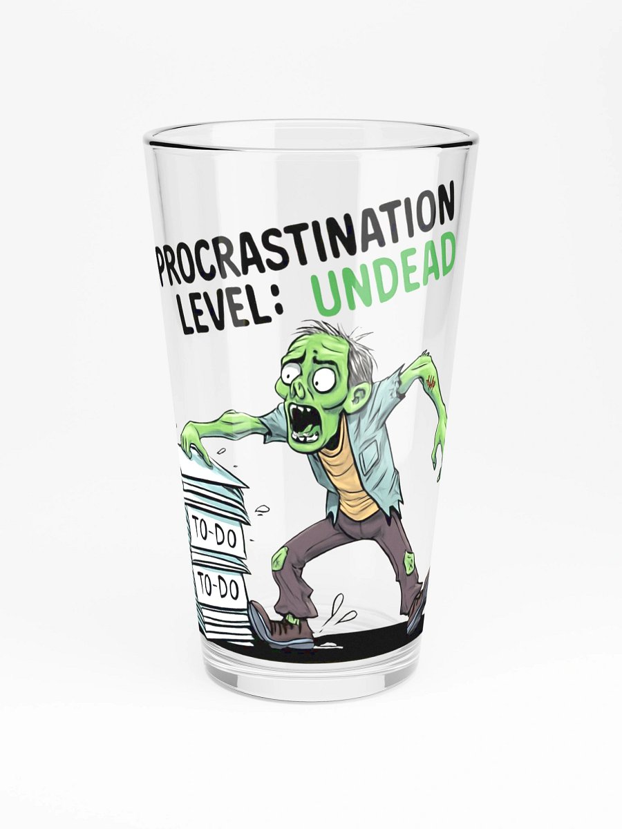 Halloween Procrastination Level: Undead Zombie Pint Glass – Funny To-Do List Graphic Pint Glass for Chronic Procrastinators product image (3)