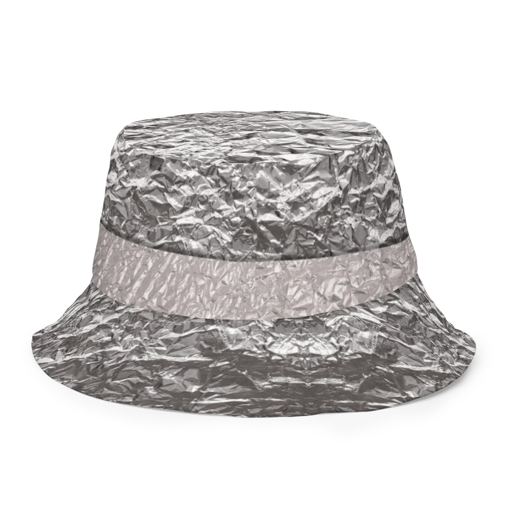 Secret Bob Nova Tin Foil Hat- Reversible All Over print gray and foil print bucket hat product image (3)