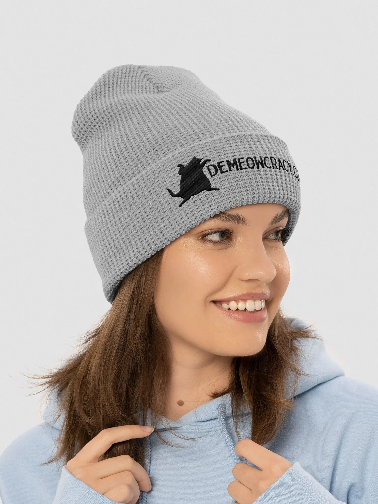 Demeowcracy Dancing Black Cat Waffle Beanie product image (1)