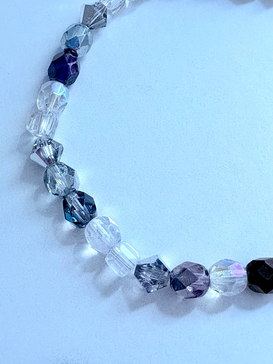 Handmade 8" Clear & Metallic Bead Stretch Bracelet | Coastal Charm Jewelry by Monique Faella Designs™ | MFD-00168 product image (3)