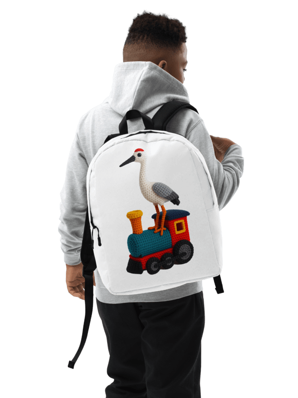 Crane on a Train Backpack: Whimsical Handcrafted Crochet Art product image (2)