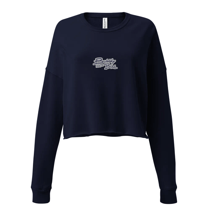 Bubbly and a B*tch (navy & white thread) embroidered fleece crop crew product image (1)