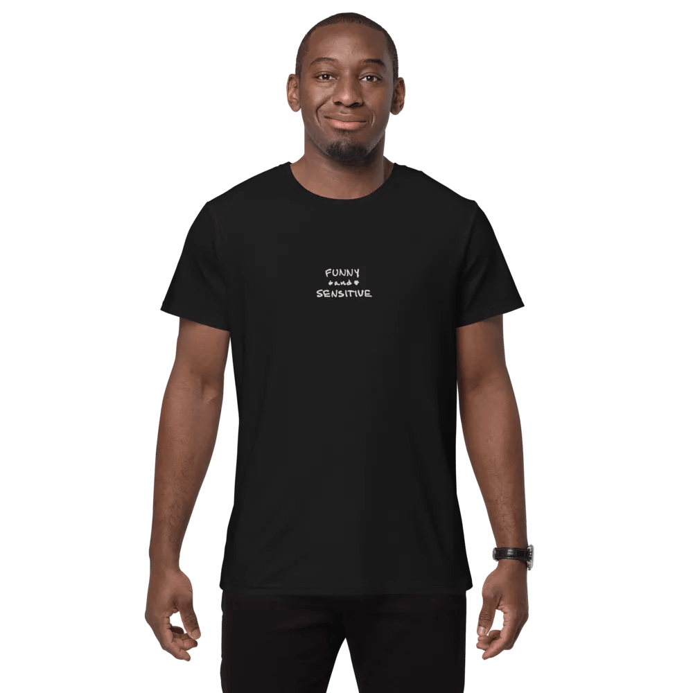 FUNNY *and* SENSITIVE embroidered premium cotton tee (white thread) product image (6)