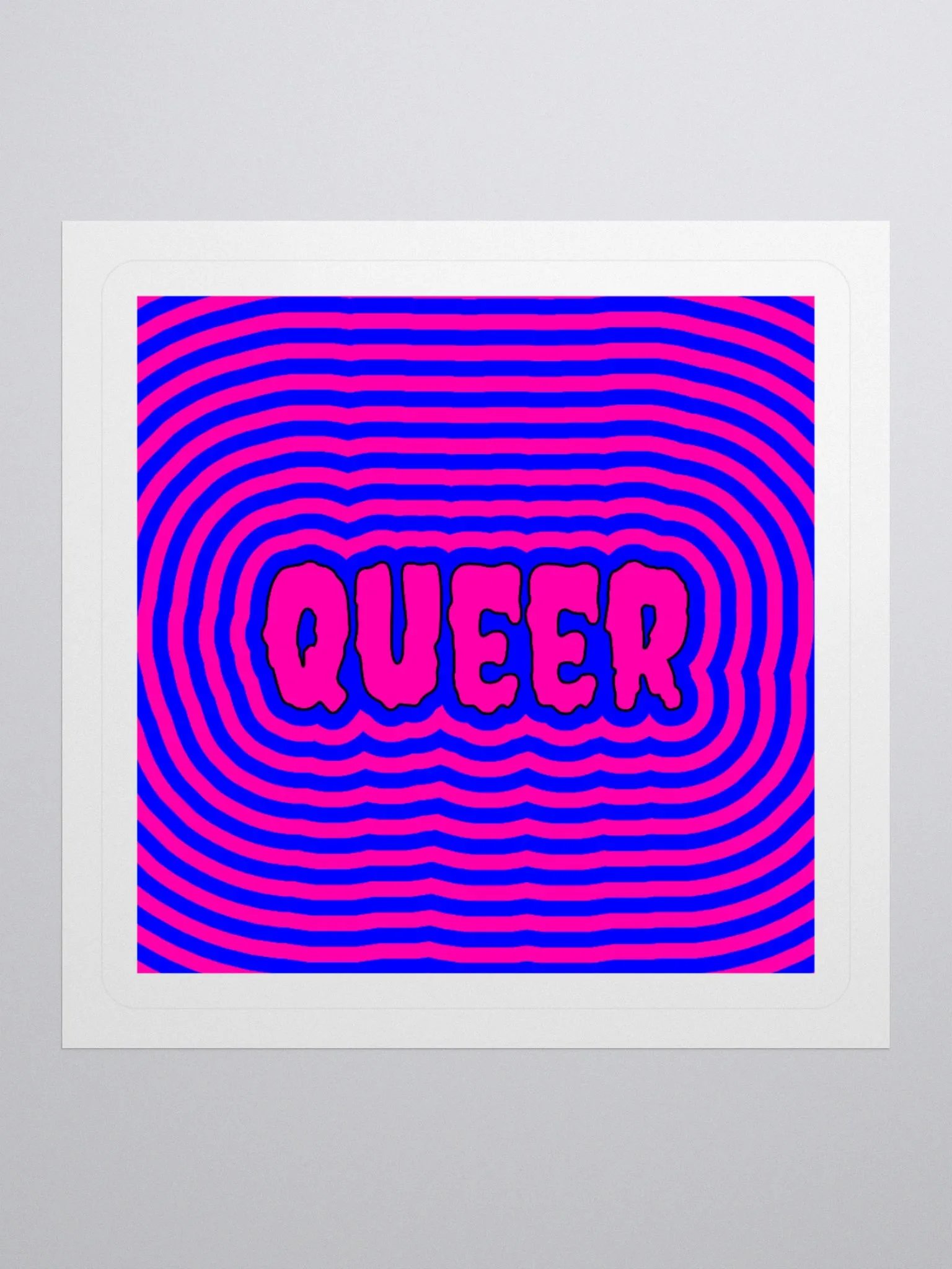 Cotton Candy Color Creepy Queer Sticker, Psychedelic Blue Pink Pride Art product image (1)