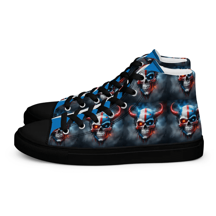 Red White and Blue Horned Skull Men's High Tops product image (1)