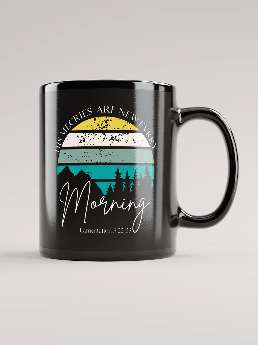 Tranquil Morning Black Glossy Mug – Inspirational Christian Coffee Cup – Durable Ceramic by KKacreations product image (2)
