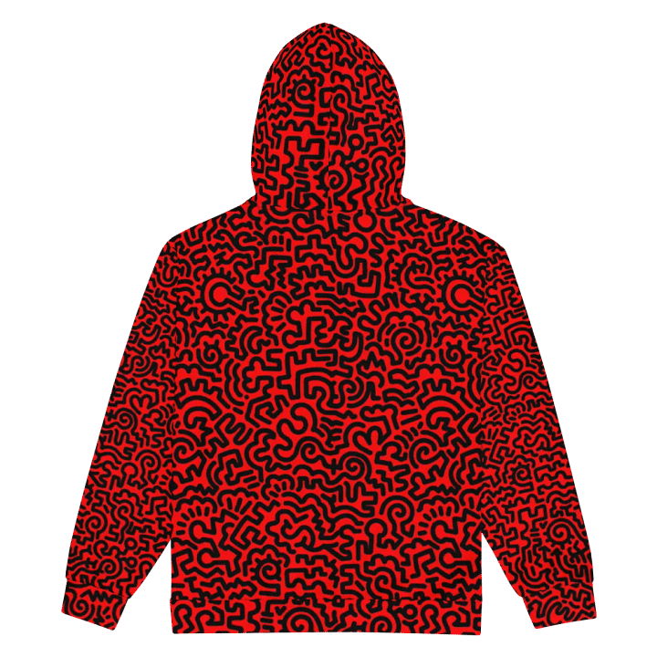 Black on red Doodle Zip Hoodie product image (2)