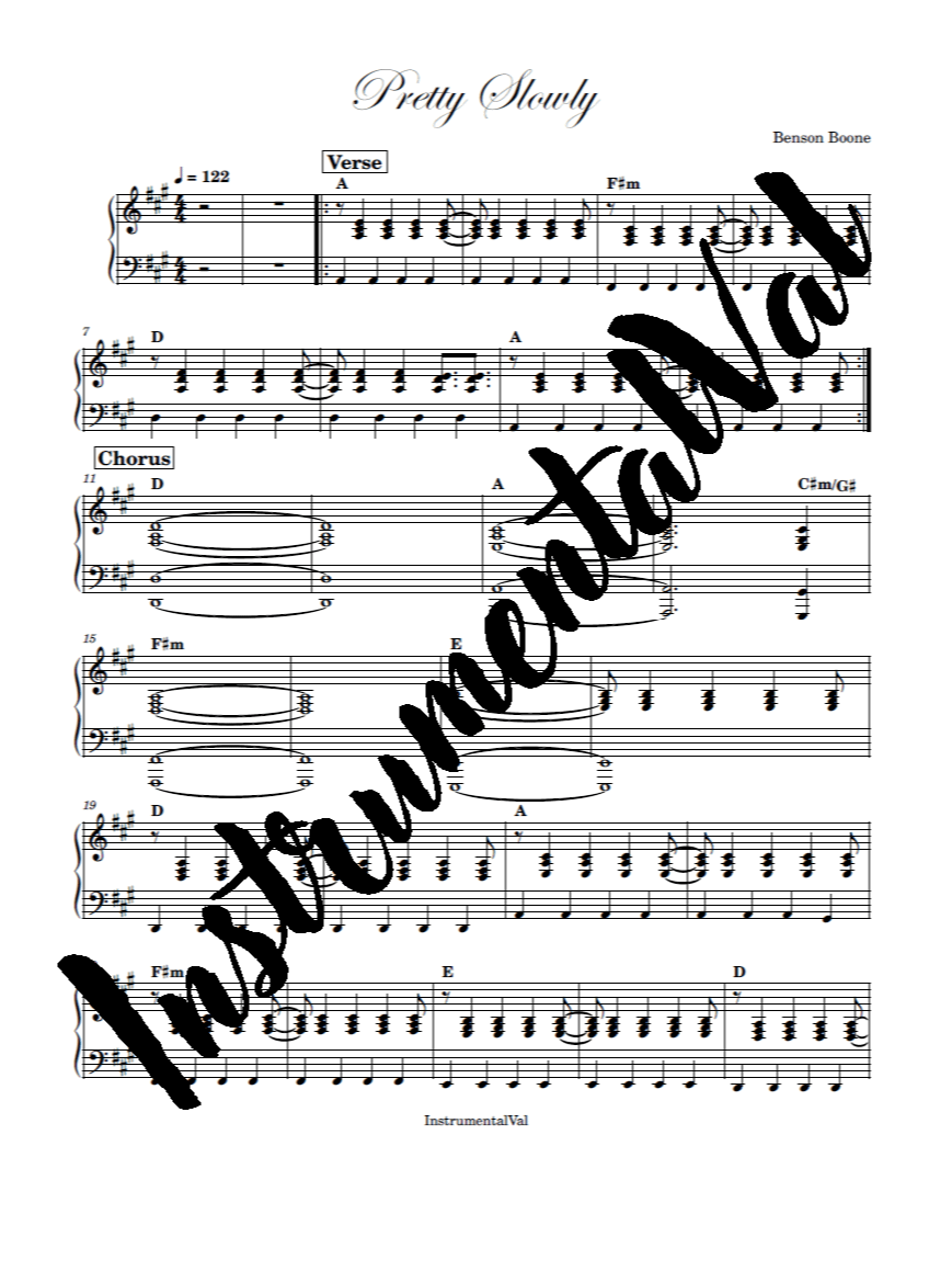 Pretty Slowly- Benson Boone piano accompaniment product image (1)