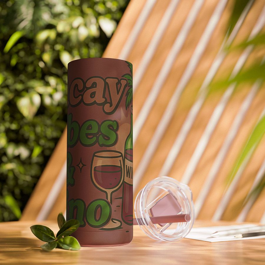 Vacay Vibes & Vino Tumbler Wrap | Wine Lover Summer Sublimation PNG | 20oz Skinny Wrap for Cricut, Silhouette & Crafts product image (6)