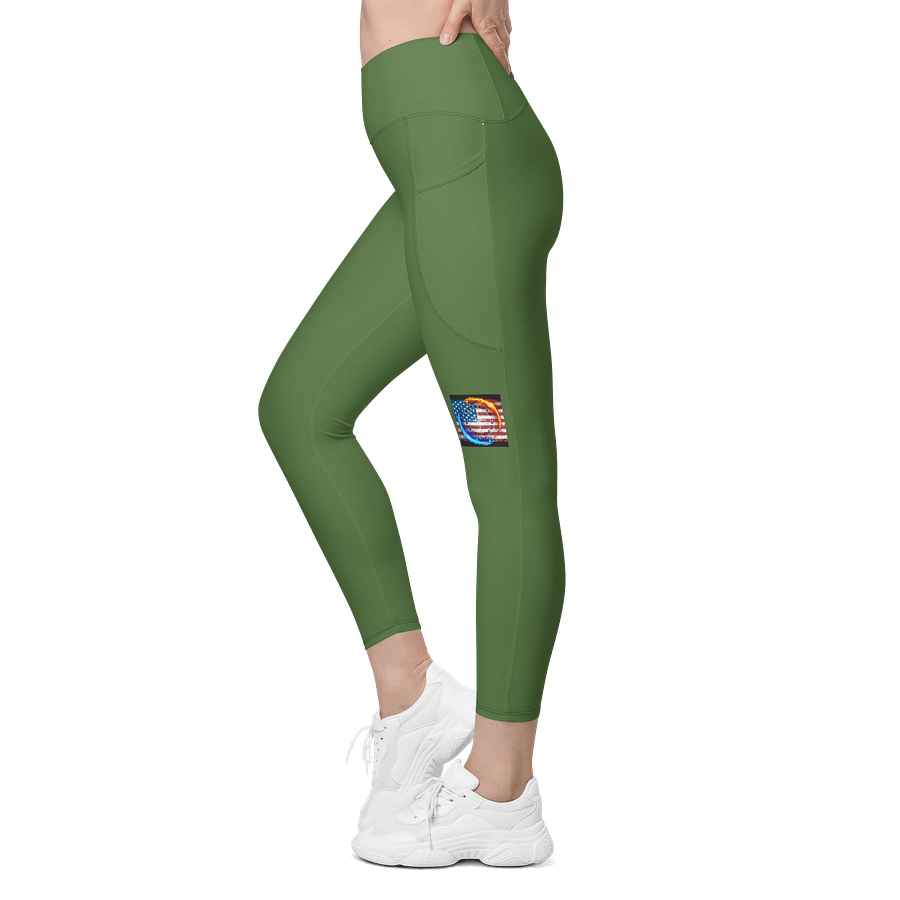 Leggings w pockets fern green small logo product image (3)