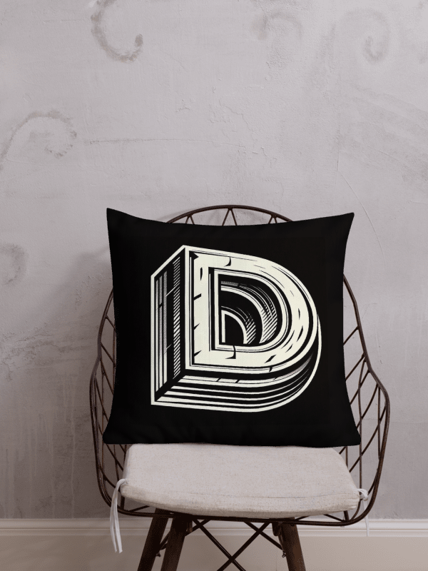 Blocky D All-Over Print Premium Pillow | Ai Design initial D product image (1)