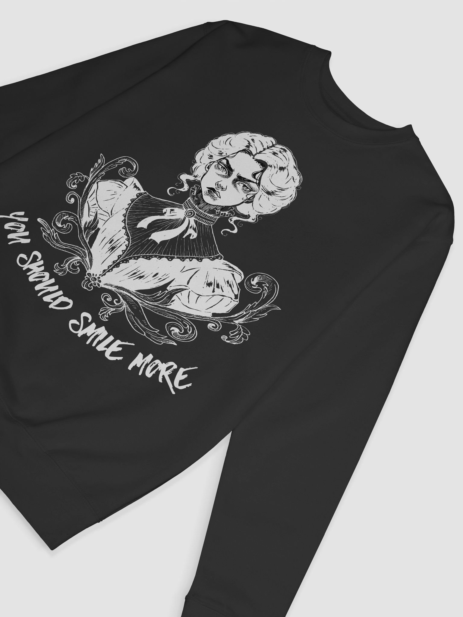 "SMILE MORE" Black Sweatshirt (Design #3) product image (2)