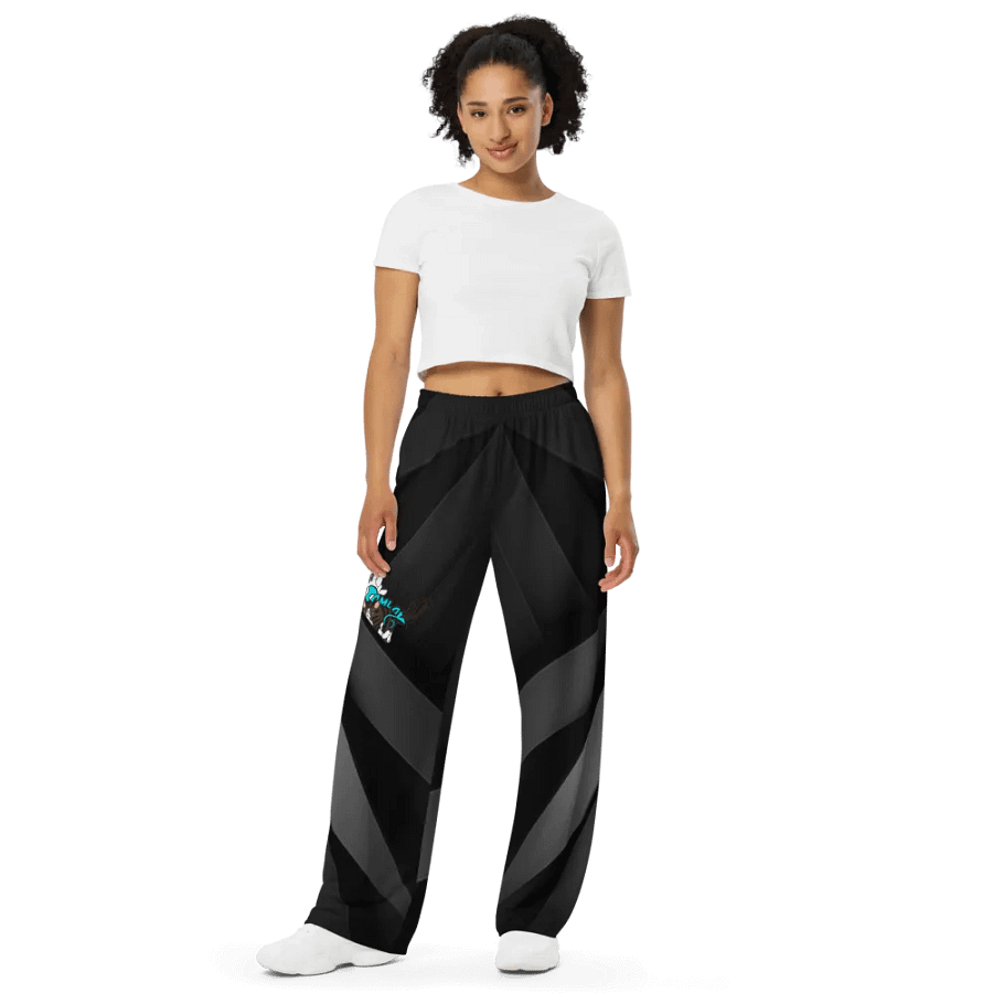 All-Over Print Unisex Wide-Leg Pants: Luigi & Ariel Logo product image (6)