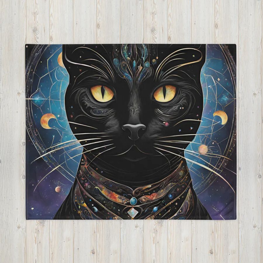 Cosmic Feline Dream Throw Blanket product image (5)