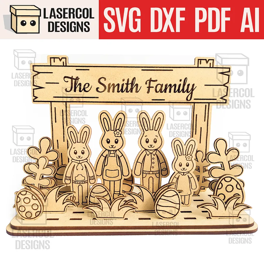 Easter Bunny Family Diorama (15 Different Bunnies) - Laser Cut Files product image (1)