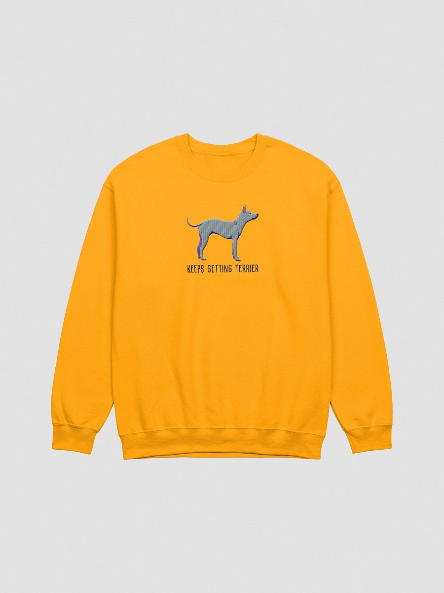 Keeps Getting Terrier Sweatshirt (Embroidered) of an American Hairless Terrier(Blue) product image (10)