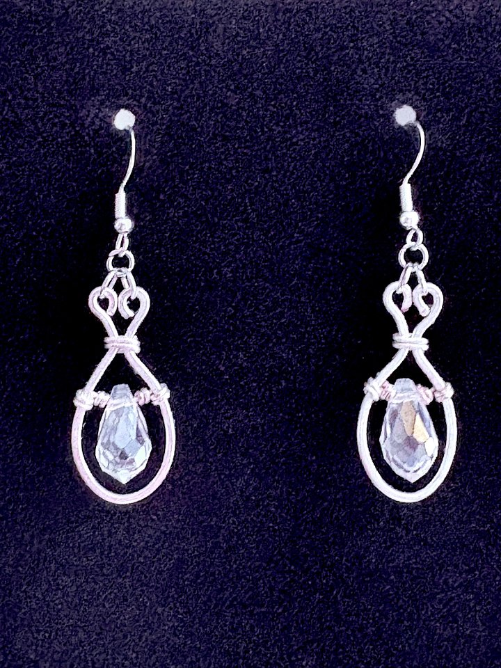 ✨ Crystal Elegance Teardrop Earrings | Handmade Silver-Plated Wire Wrapped Glass Crystal Jewelry | Monique Faella Designs™ | MFD-00222 product image (1)
