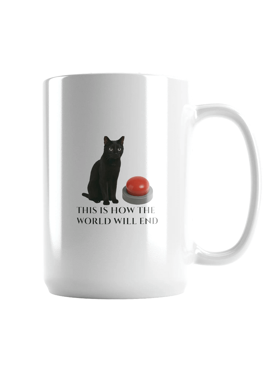 Apocalyptic Cat Button Mug product image (1)
