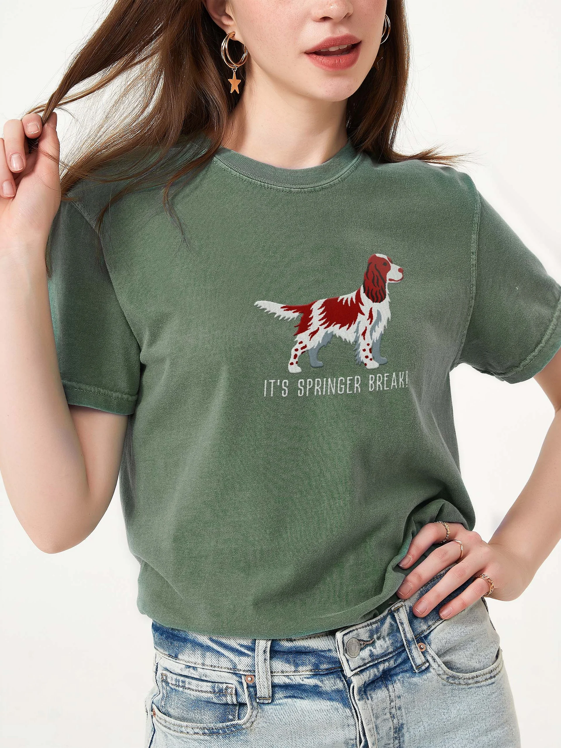 It's Springer Break T-Shirt(Embroidered) of a Springer Spaniel(Liver) product image (2)