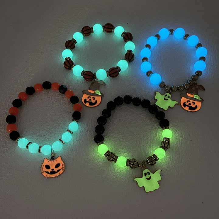Self Glowing in Dark Natural Stone Multicolor Beaded Bracelet Woman Party Prom Halloween product image (1)