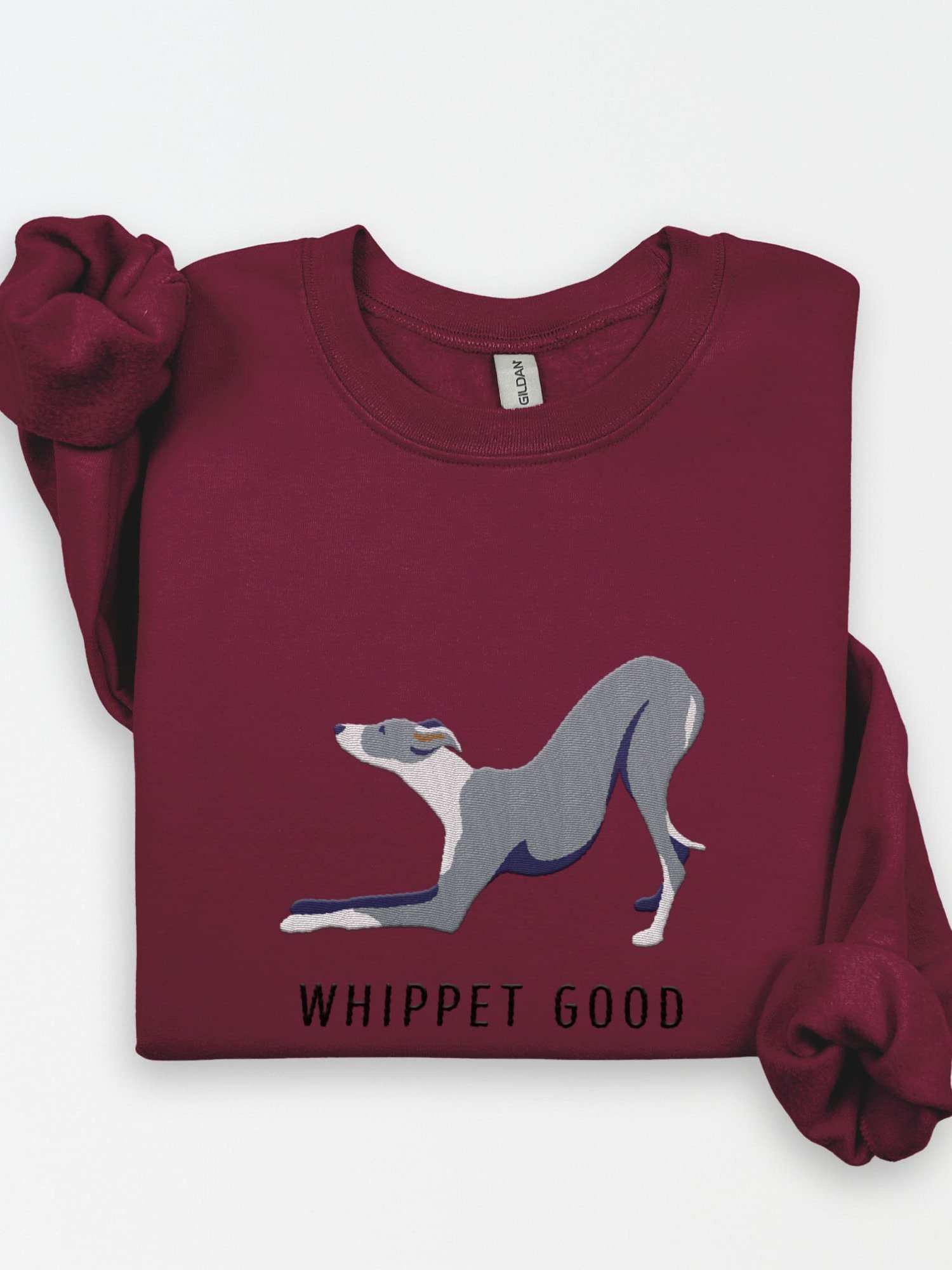 Whippet Good Sweatshirt (Embroidered) of a Whippet(Blue & White) product image (1)
