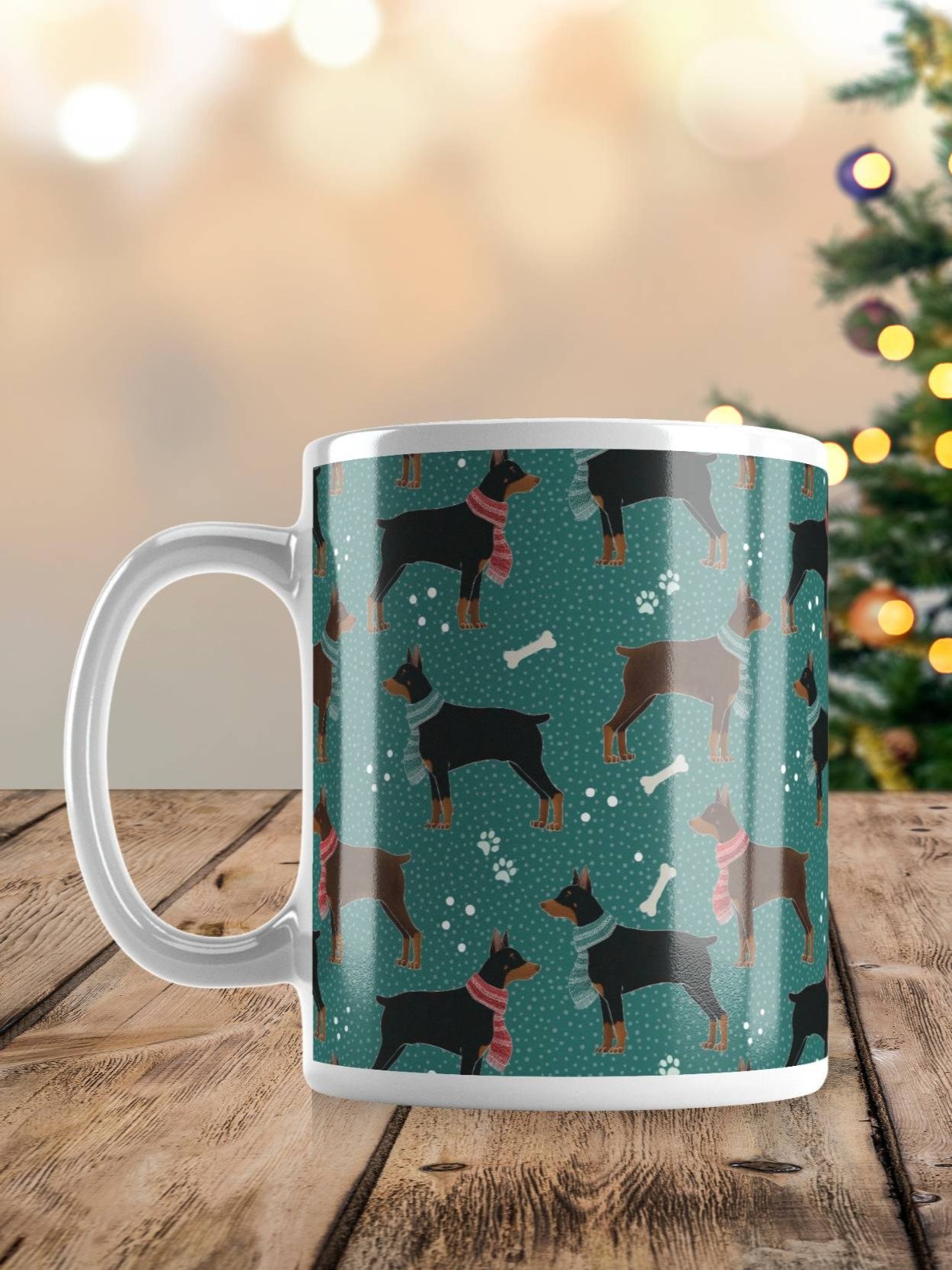 Winter Dobermans in Scarves Mug product image (1)