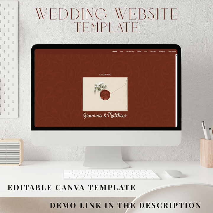 Wedding Website Template with RSVP | Editable Canva Wedding Invitation Site | Terracotta Winery Theme | Mobile Friendly product image (1)