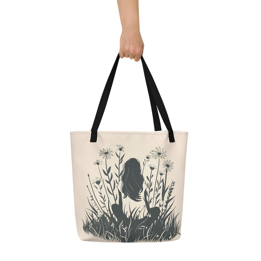 Tote Bag: Girl Who Loves Wildflowers Spring Summer Season Floral Art Style Design product image (6)