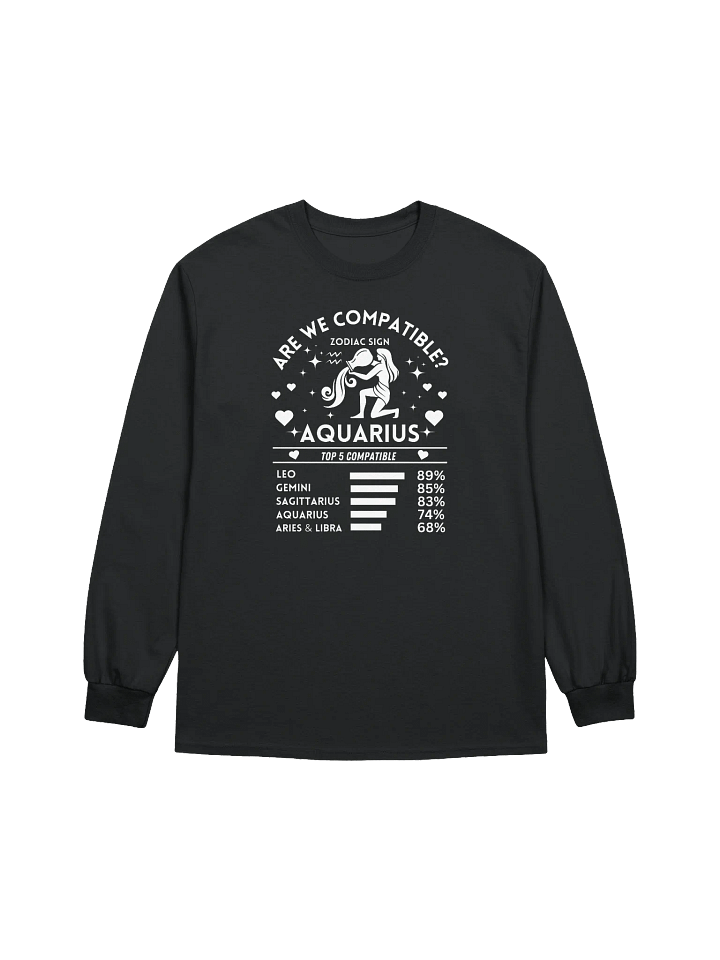 Aquarius Zodiac Sign Romantic Compatibility - Gildan Ultra Cotton Unisex Long Sleeve T-Shirt - Dark Colors product image (2)
