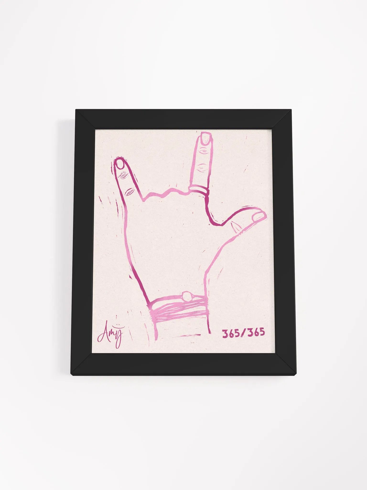 Linocut I Love You Art product image (2)