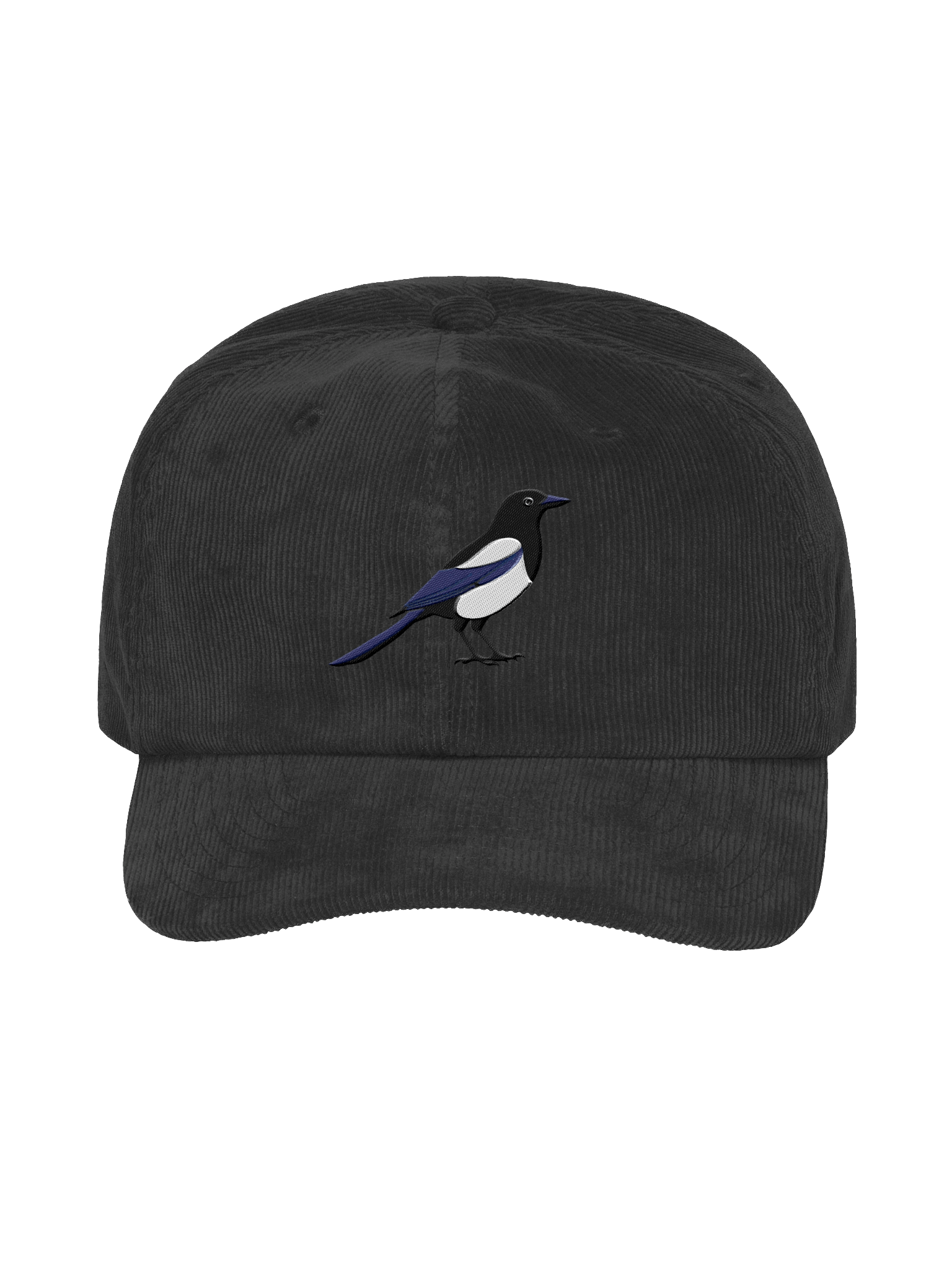 Embroidered Black-Billed Magpie Corduroy Hat – Adjustable Dad Cap, Unique Birdwatcher Gift, Vintage-Style Embroidered Wildlife Cap product image (2)