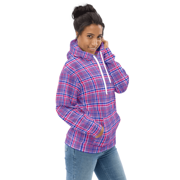 Lavender, Magenta, and Blue Plaid Hoodie product image (1)