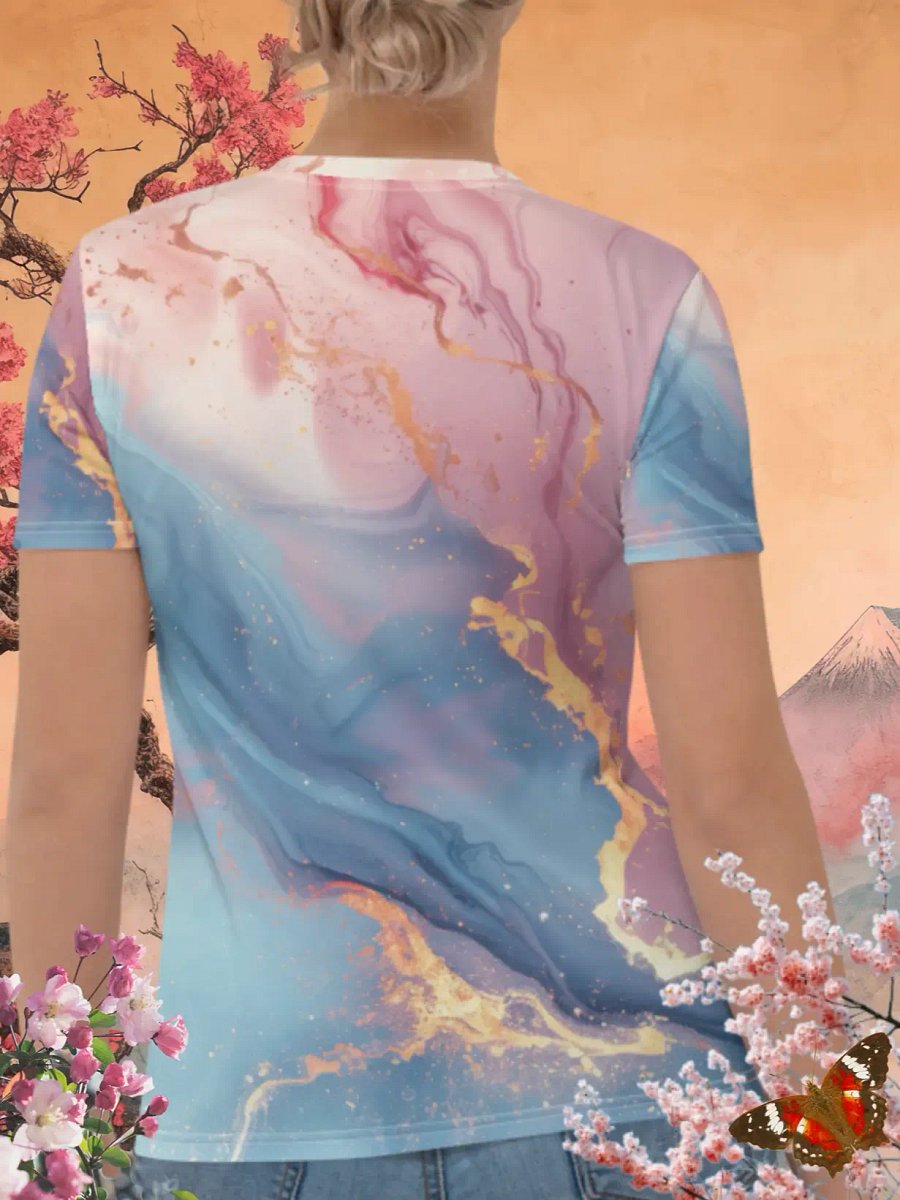 Pink & Blue Marble Print T-Shirt product image (4)