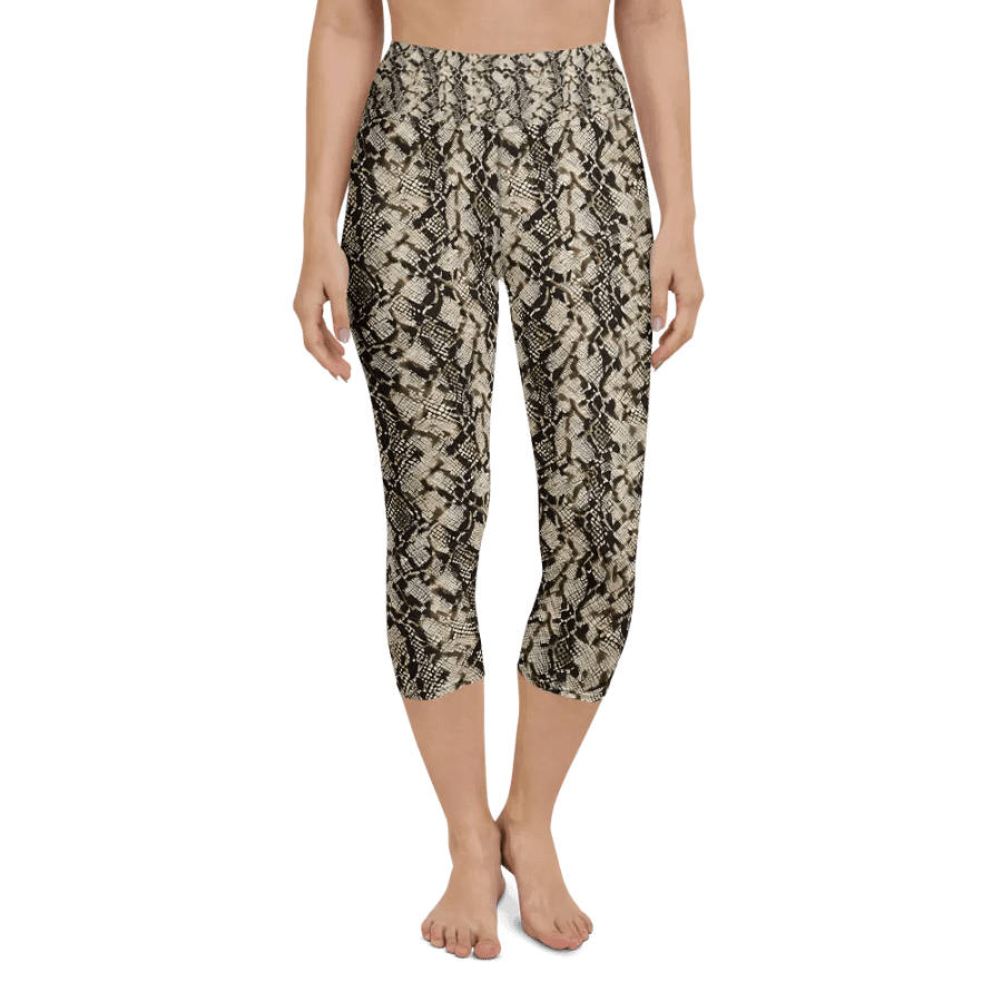 Beige Snake Pattern Capri Leggings product image (4)